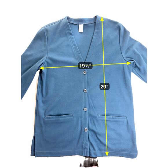 Lands' End Blue Button Up Cardigan & Matching Skirt Set Womens Petite Size MP - Picture 11 of 11